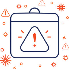 Poster - Line art notification alert icon with warning symbol isolated on transparent background