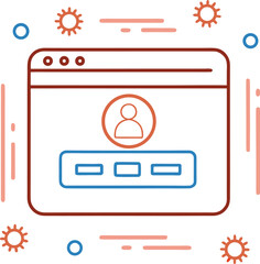 Poster - Line art icon representing login and subscription services isolated on transparent background