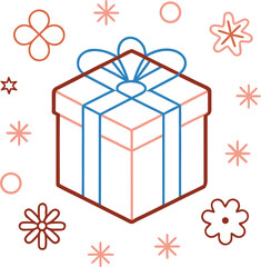 Poster - Line art gift subscription icon with a simple gift box and ribbon isolated on a transparent background isolated on transparent background