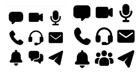 Poster - Communication and messaging icons set – solid, filled, chat and call symbols