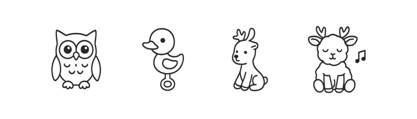 Poster - Animal, baby toy outline icon set. cute, playful symbols for child's room decor