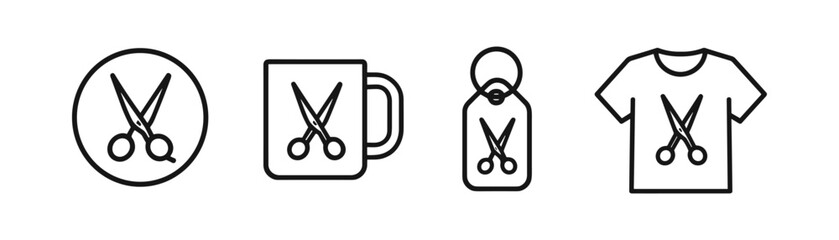 Poster - Scissors line icon set. haircut, grooming linear icons for barbershops and salons