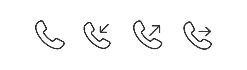 Poster - Communication line icon set. telephone, call, connection, arrows, outline icons