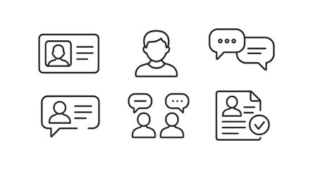 Poster - Communication, profile outline icon set. chat, messaging symbols line collection
