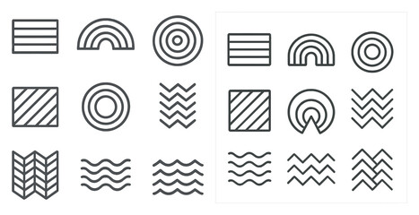 Poster - Abstract geometric outline icons set – linear, pattern, and symbol designs