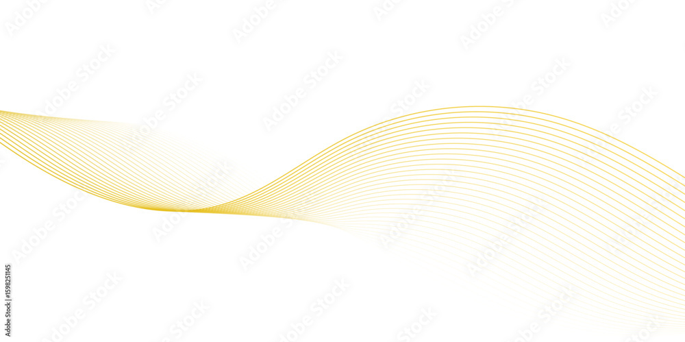 Abstract vector wavy lines flowing smooth curve gold gradient color on ...