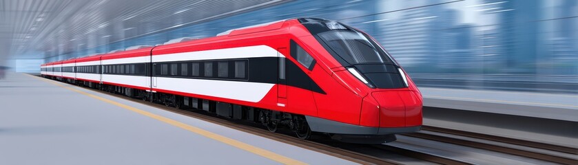 Poster - Modern Red Train on Platforms with Innovative Design