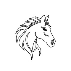 Poster - A large black outline horse's head symbol on the center. Illustration on transparent background