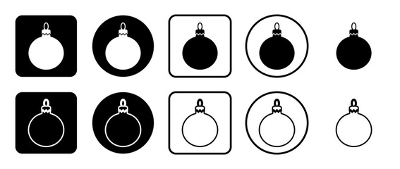 Poster - Icon set of Christmas tree toy. Filled, outline, black and white icons set, flat style.  Illustration on transparent background