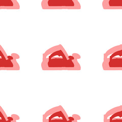 Aufkleber - Seamless pattern of large isolated red electric plane symbols. The elements are evenly spaced. Illustration on light red background