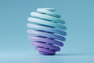 Poster - Abstract 3D Render of a Gradient Colored Spring on a Light Blue Background Modern and Minimalist Design