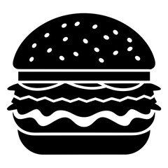 Poster - Simple black hamburger silhouette on white background