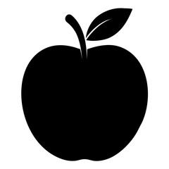 Poster - Simple black apple silhouette on white background