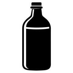 Poster - Simple black bottle silhouette on a white background