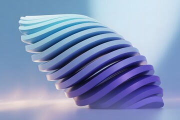 Poster - Abstract 3D Render of a Twisted Structure with Gradient Colors and Smooth Lighting Creates a Modern Design