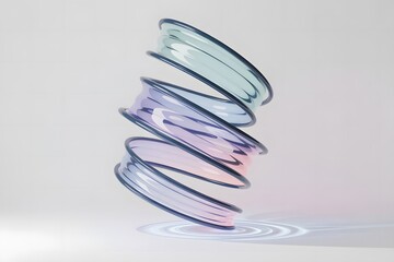 Poster - Abstract Pastel Glass Rings Spiral Design Modern Art Background