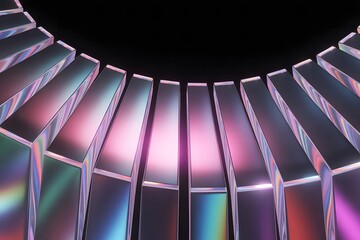 Poster - Abstract Iridescent Prismatic Columns in a Circular Array
