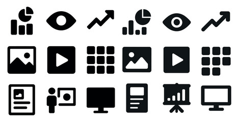 Poster - Business and analytics solid icons set – professional, filled, data symbols