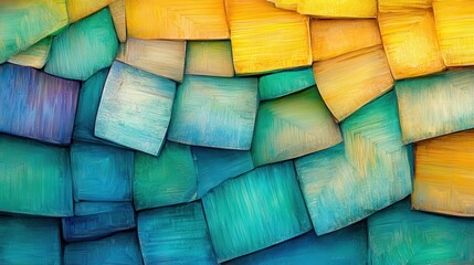 Poster - Abstract Colorful Background with Textured Blocks in Blue and Yellow