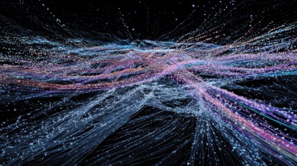 Aufkleber - Complex niobium wire braiding process unfolding on a loom, forming intricate patterns against a dark backdrop, showcasing technological potential