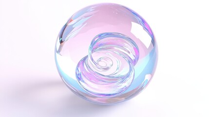 Poster - Abstract Glass Sphere with Spiraling Inner Design and Colorful Reflections