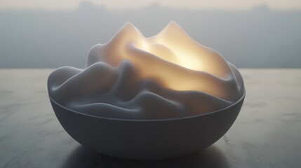 Poster - Abstract White Sculpture with Soft Light in Minimalist Setting