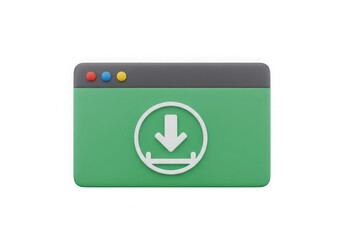 Poster - A green download icon is displayed in a cartoonish style on a transparent