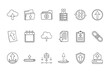 © Bappaditya Roy - Collection upload icons including cloud folder server document symbols data transfer