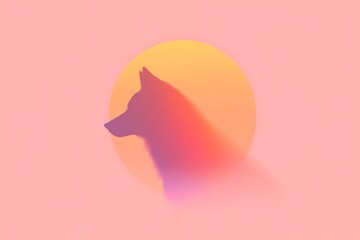 Poster - Abstract silhouette of a dog against a vibrant sunset background