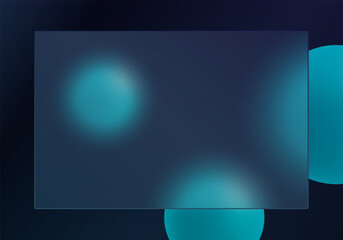 Poster - Glassmorphism dark background with blue 3D spheres