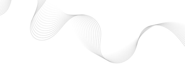 Poster - Abstract gray wave dynamic curve lines on transparent background with flowing particles. Digital energy waves technology concept. Modern backdrop design for business, presentation, banner.