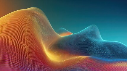 Poster - A vibrant and colorful abstract representation of waves and shapes, showcasing dynamic movement and energy.