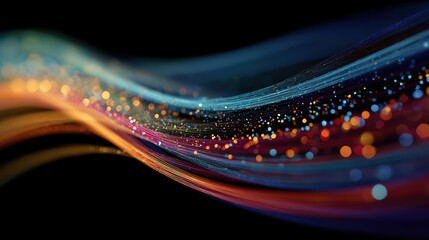 Poster - A vibrant wave of colorful light streaks against a dark background, creating a mesmerizing visual experience.