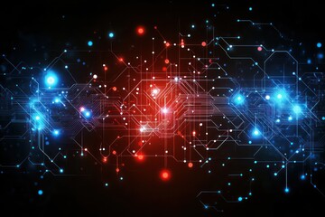 Poster - Red and Blue Circuit Background Representing Technology