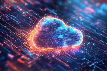 Poster - Glowing Cloud Symbol for Data Storage