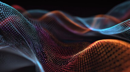 Fototapete - Abstract waves of vibrant colors and patterns representing dynamic visual energy in a digital landscape.