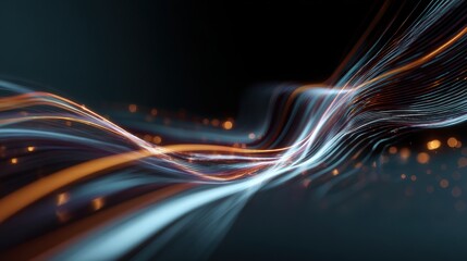 Poster - An abstract digital background showcasing vibrant waves of light and color, representing data flow and innovation.