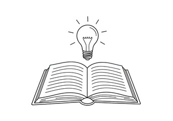 Poster - A bright lightbulb shines above an open book symbolizing the generation of new