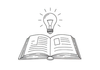 Poster - An open book with a glowing lightbulb above it represents the power of knowledge and