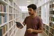 © Irina - Indian man in a library or bookstore choosing a book