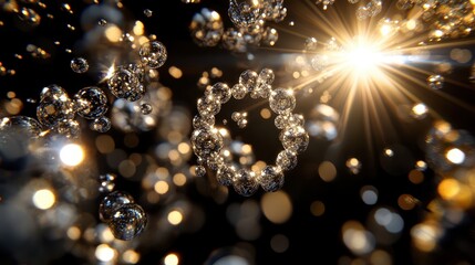 Poster - Glittering Bubbles and Sparkling Lights in Magical Background Scene