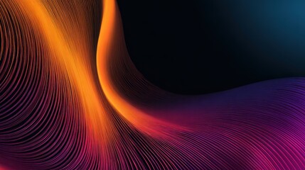 Poster - Vibrant abstract lines in orange and purple create a dynamic visual flow against a dark background.