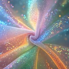 Poster - Abstract luxury swirling, iridescent fabric covered in glitter holiday party background, holiday, blue, silk, gold, pink, orange, ai
