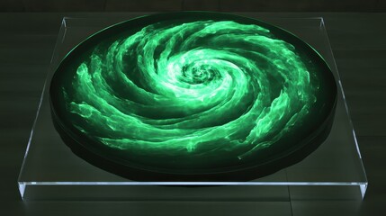 Poster - Glowing Green Swirling Pattern in Decorative Home Display