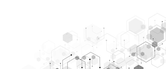 Vector Illustration of Hexagons Pattern,Geometric white and gray banner design with hexagons.