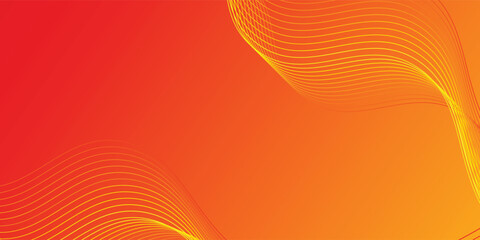 Wall Mural - soft gradient red, orange and yellow background with shining lines waves.