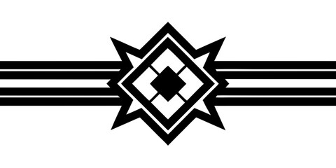 Fototapete - Striking geometric emblem featuring a star and diamond shape, intersected by parallel lines, creating a modern abstract design element