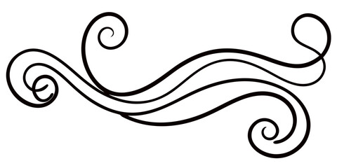 Poster - Elegant black flourish element with swirled lines for decorative design accents and ornate embellishments on invitations and craft projects