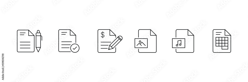 Document and File line icon set. Set of document file, folder, form ...
