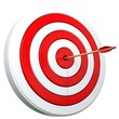 © SnapSpark Studios - Arrow hitting the bulls eye on a red and white target representing success and achievement in business or competition